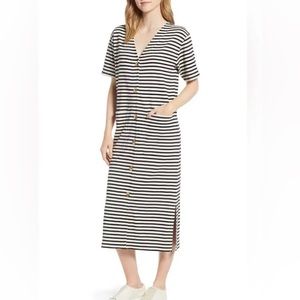 Lou&Grey black + white striped midi dress sz Large